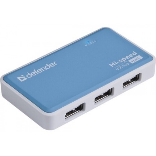 USB-концентратор Defender 83503 Quadro Power USB2.0 4 порта (синий/серый) 
