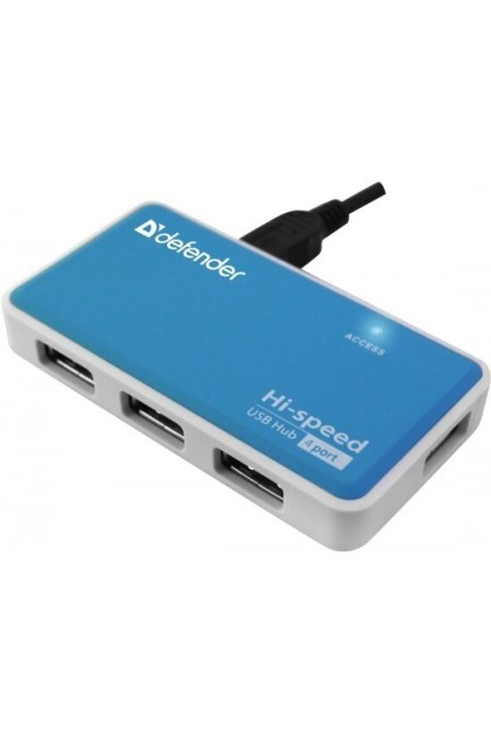 USB-концентратор Defender 83503 Quadro Power USB2.0 4 порта (синий/серый) 1