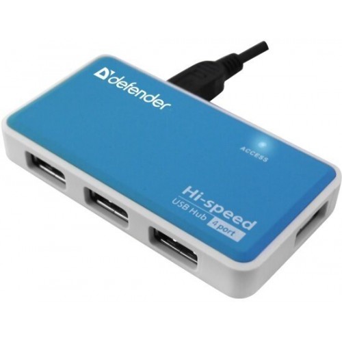 USB-концентратор Defender 83503 Quadro Power USB2.0 4 порта (синий/серый) 1