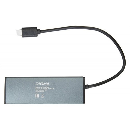 USB-концентратор DIGMA HUB-3U3.0С-UC-G 4 порта (серый) 5