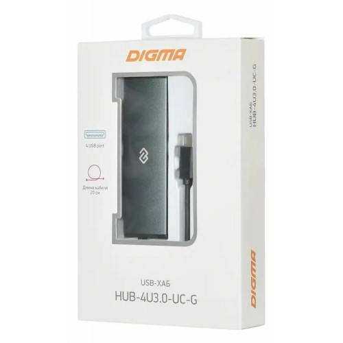 USB-концентратор Digma HUB-4U3.0-UC-G 4порт. (серый) 3