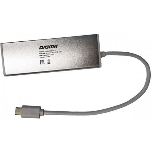 USB-концентратор Digma HUB-4U3.0-UC-S 4порт. (серебристый) 3