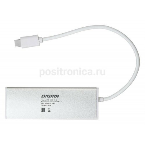 USB-концентратор Digma HUB-4U3.0-UC-S 4порт. (серебристый) 6