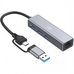 USB-концентратор DIGMA USB-C DHUB-LAN-4port 4 порта (черный)