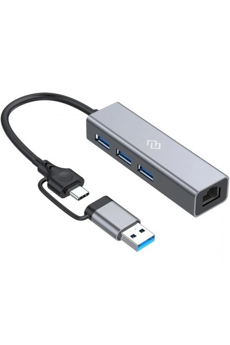USB-концентратор DIGMA USB-C DHUB-LAN-4port 4 порта (черный) 