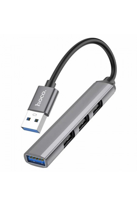 USB-концентратор Hoco HB26 4 порта (серый металл) 