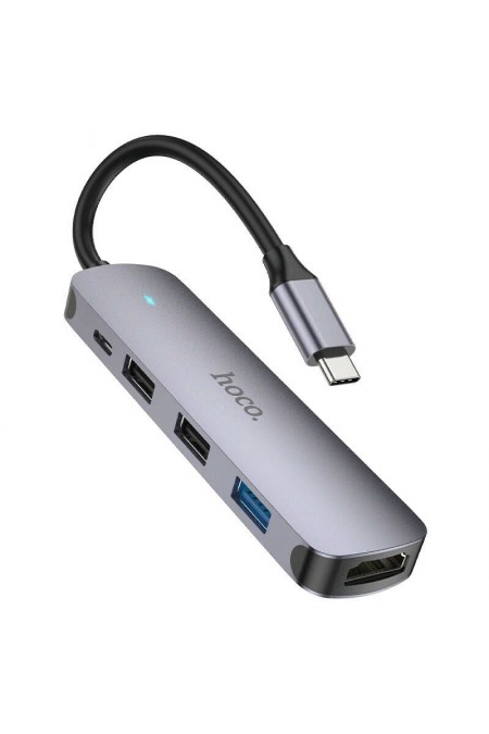 USB-концентратор Hoco HB27 4 порта (серый) 
