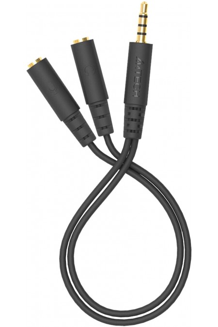 Адаптер A4Tech AD-3P (2xJack 3.5 (f) - Jack 3.5 (m)) 0.2 м (черный) 