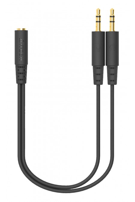 Адаптер A4Tech AD-4P (Jack 3.5 (f) - 2xJack 3.5 (m)) 0.2 м (черный) 