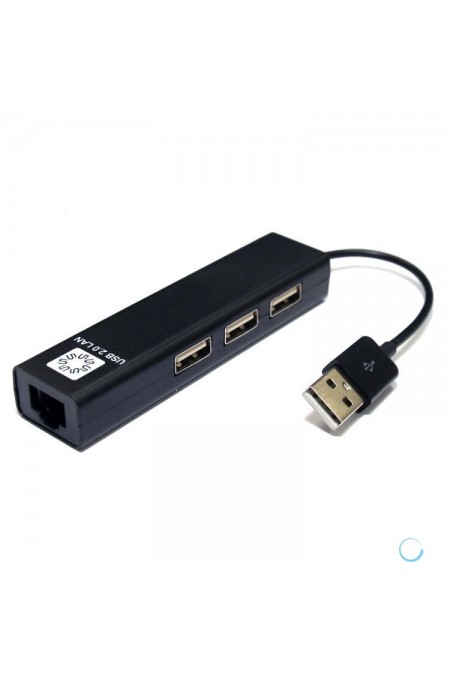 Адаптер 5bites UA2-45-06BK USB2.0 / 3*USB2.0 / RJ45 100MB (черный) 2