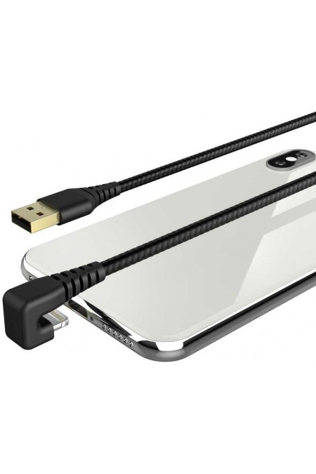 Кабель Hama 00187221 Lightning (m) угловой USB 2.0 (m) 1.5 м (черный) 1