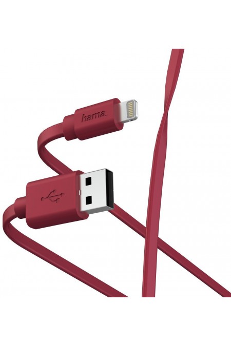 Кабель Hama 00187233 Lightning USB A(m) 1 м (красный) 