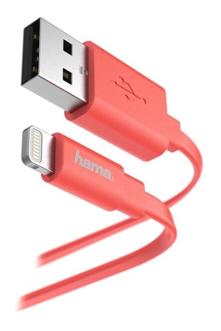 Кабель Hama Flat 00173645 Lightning (m) USB A(m) 1.2 м (розовый) 1