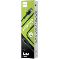Кабель Perfeo U4023 USB A вилка - Micro USB вилка 2.4A 1 м (зеленый)
