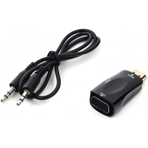 Переходник Cablexpert A-HDMI-VGA-02 19M/15F Jack3.5 аудиовыход (черный) 