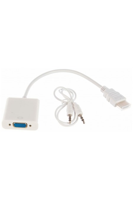 Переходник REXANT 17-6936 HDMI - гнездо VGA провод + шнур стерео 3.5мм (белый) 