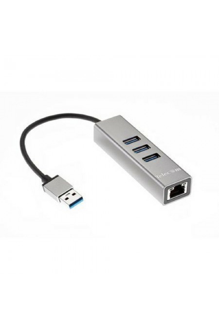 Переходник Telecom TA311U USB 3.0 - RJ-45 1000Mbps +3 USB3.0 Aluminum Shell 0.2 м (серый) 