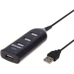 Разветвитель REXANT 18-4105 USB 2.0 на 4 порта (черный)
