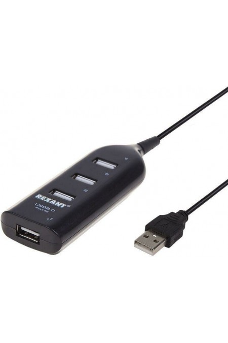 Разветвитель REXANT 18-4105 USB 2.0 на 4 порта (черный) 