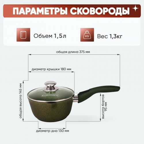 Ковш Kukmara Trendy style к0156tsml 1.5 л (малахит) 2