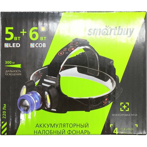 Фонарь налобный Smartbuy SBF-HL028 черный 8