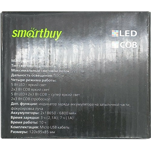 Фонарь налобный Smartbuy SBF-HL028 черный 9