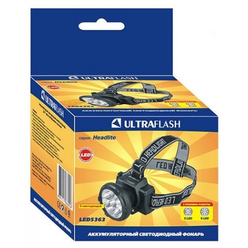 Фонарь налобный Ultraflash LED5363 черный 1