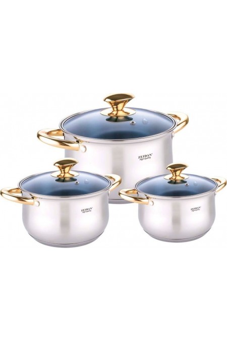 Набор кастрюль Zeidan Z-50644 6 пр. (серебристый/золотой) 