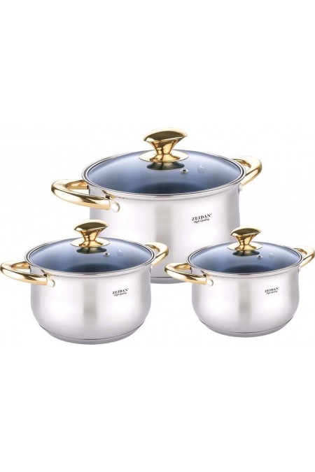Набор кастрюль Zeidan Z-50644 6 пр. (серебристый/золотой) 1