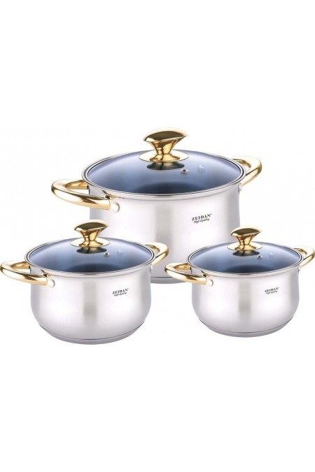 Набор кастрюль Zeidan Z-50644 6 пр. (серебристый/золотой) 2