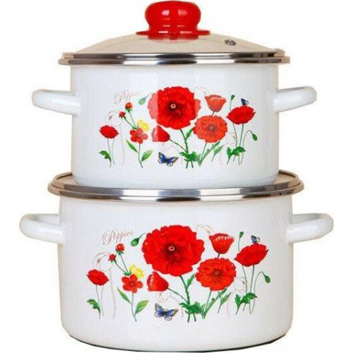 Набор кастрюль Эстет ЭТ-75000 4 пр. (красные маки) 1