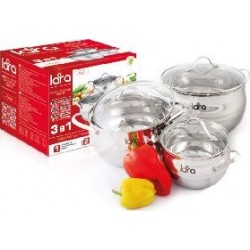 Набор кастрюль LARA Apple LR02-86 6 пр. (серебристый)