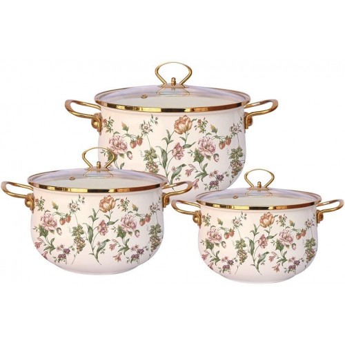 Набор кастрюль Zeidan Bouquet Z-80633 6 пр. (розовый) 