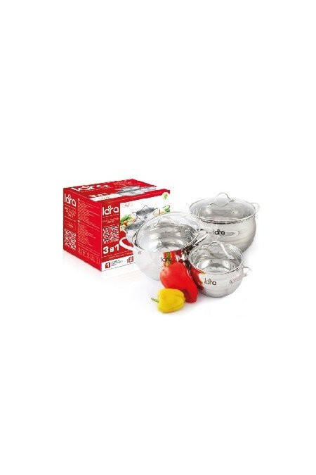Набор кастрюль LARA Apple LR02-86 6 пр. (серебристый) 