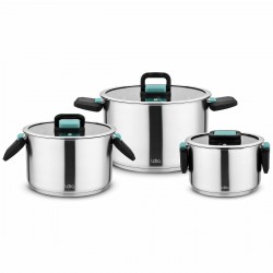 Набор кастрюль LARA Изумруд LR02-123 6 пр. (серебристый)