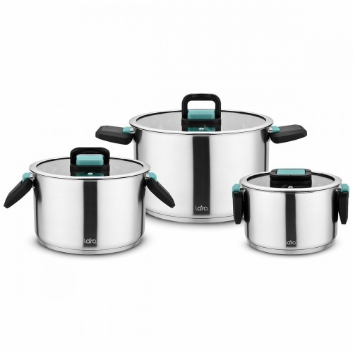 Набор кастрюль LARA Изумруд LR02-123 6 пр. (серебристый) 
