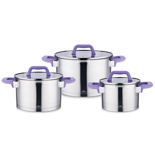 Набор кастрюль LARA Лаванда LR02-125 6 пр. (серебристый) 