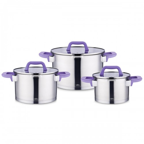 Набор кастрюль LARA Лаванда LR02-126 6 пр. (серебристый) 