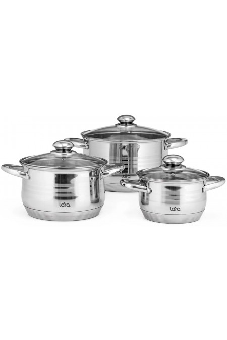 Набор кастрюль LARA LR02-100 Sonata 6 пр. (серебристый) 