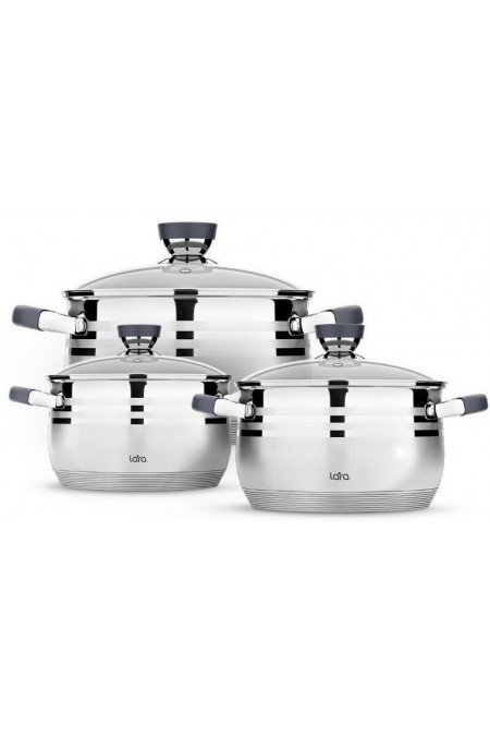 Набор кастрюль LARA Mercury LR02-121 6 пр. (серебристый) 