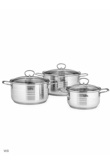 Набор кастрюль LARA Standart LR02-80 6 пр. (серебристый) 