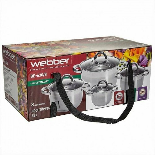 Набор кастрюль Webber BE-630/8 8 пр. (серебристый) 3