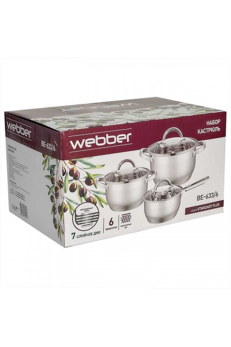 Набор кастрюль Webber BE-633/6 6 пр. (серебристый) 5
