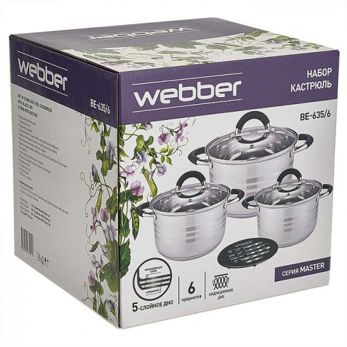 Набор кастрюль Webber BE-635/6 6 пр. (серебристый) 5
