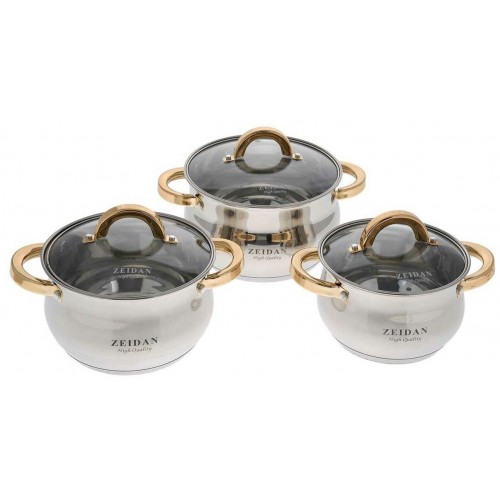 Набор кастрюль Zeidan Z-50605 6 пр. (серебристый) 
