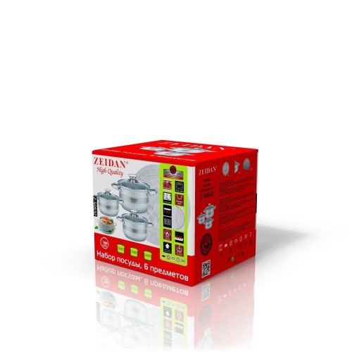 Набор кастрюль Zeidan Z-50632 6 пр. (серебристый) 2