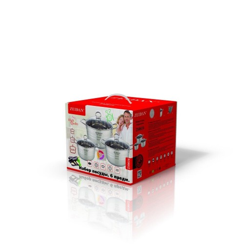 Набор кастрюль Zeidan Z-50662 6 пр. (серебристый) 7