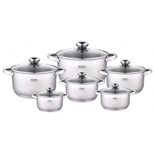 Набор кастрюль Zeidan Z-51209 12 пр. (серебристый) 