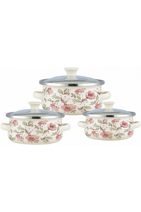 Набор кастрюль Zeidan Z-80623 6 пр. (flowers) 