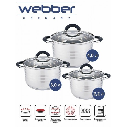 Набор кастрюль Zeidan Z-80623 6 пр. (flowers) 